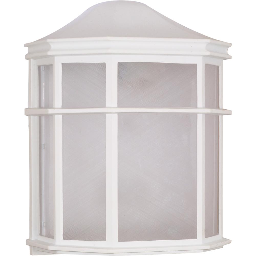 Nuvo Lighting 60/537  1 Light - 10" - Cage Lantern Wall Fixture - Die Cast; Linen Acrylic Lens in White Finish